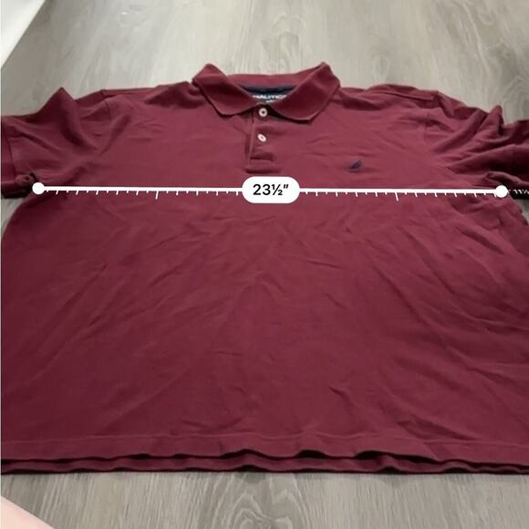 Nautica Burgundy Red Short Sleeve Slim Fit Two Button Polo Shirt Size XXL - Picture 5 of 6